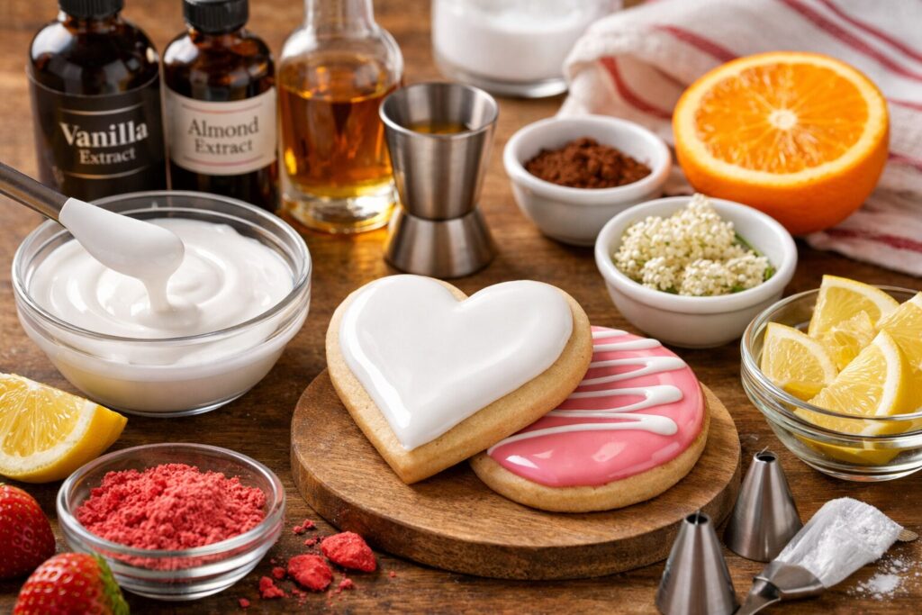 royal icing flavoring image of cookies and ingredients