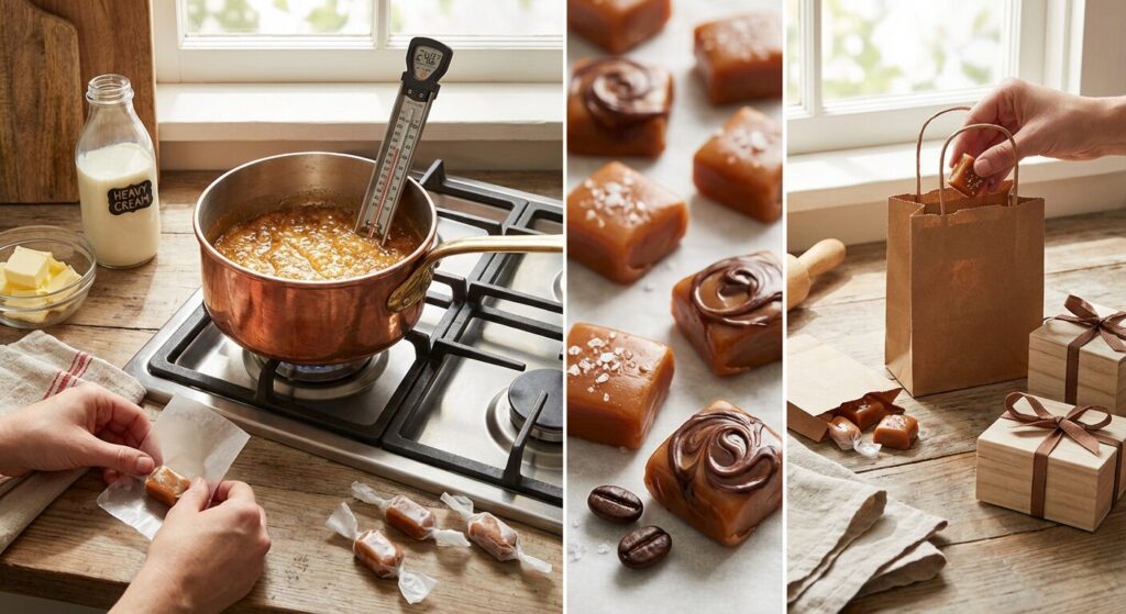 homemade caramel cooking