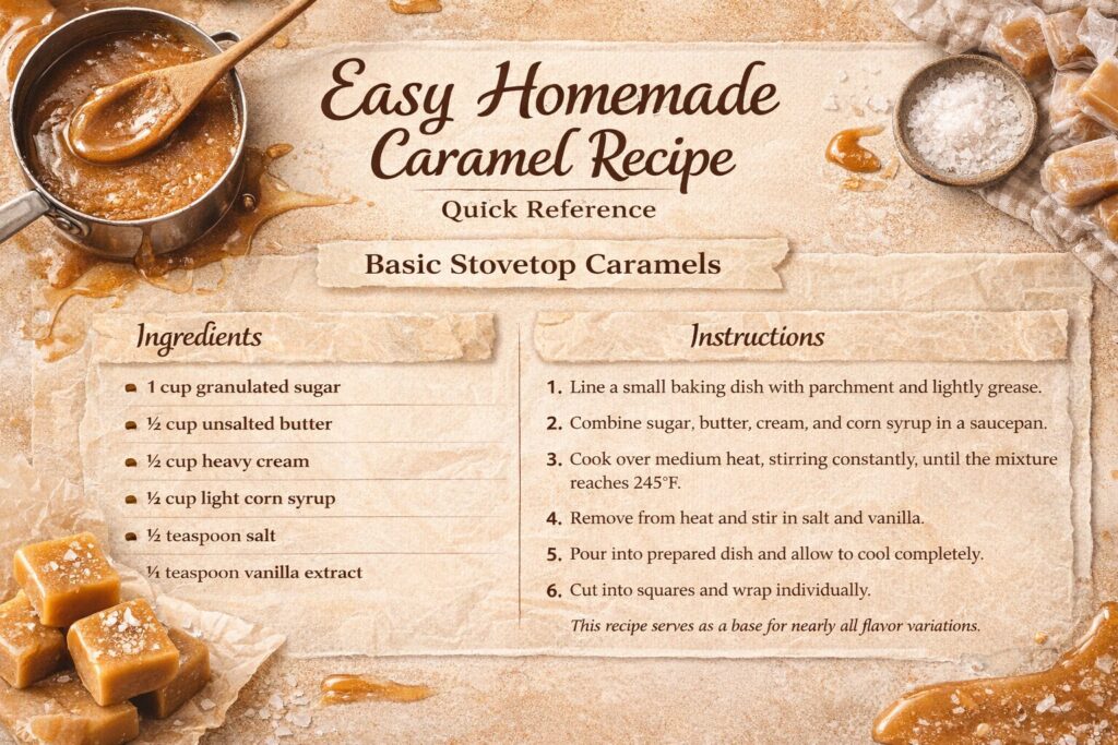 homemade caramel recipe card 