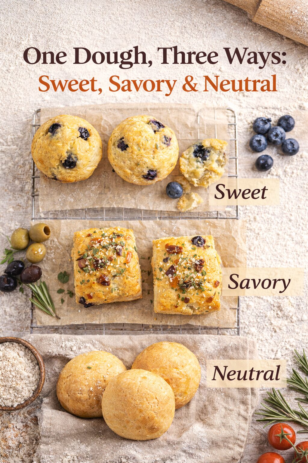 feature image one dough three ways sweet savory neutral